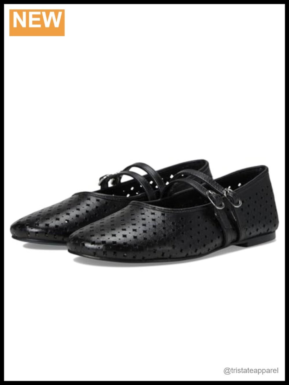 Perforated Leather Mary Jane Flats Adjustable Buckle Office Casual Style
